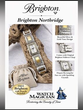 Brighton Northridge Silver Gold Watch 94g Japan Movement Gift Pouch